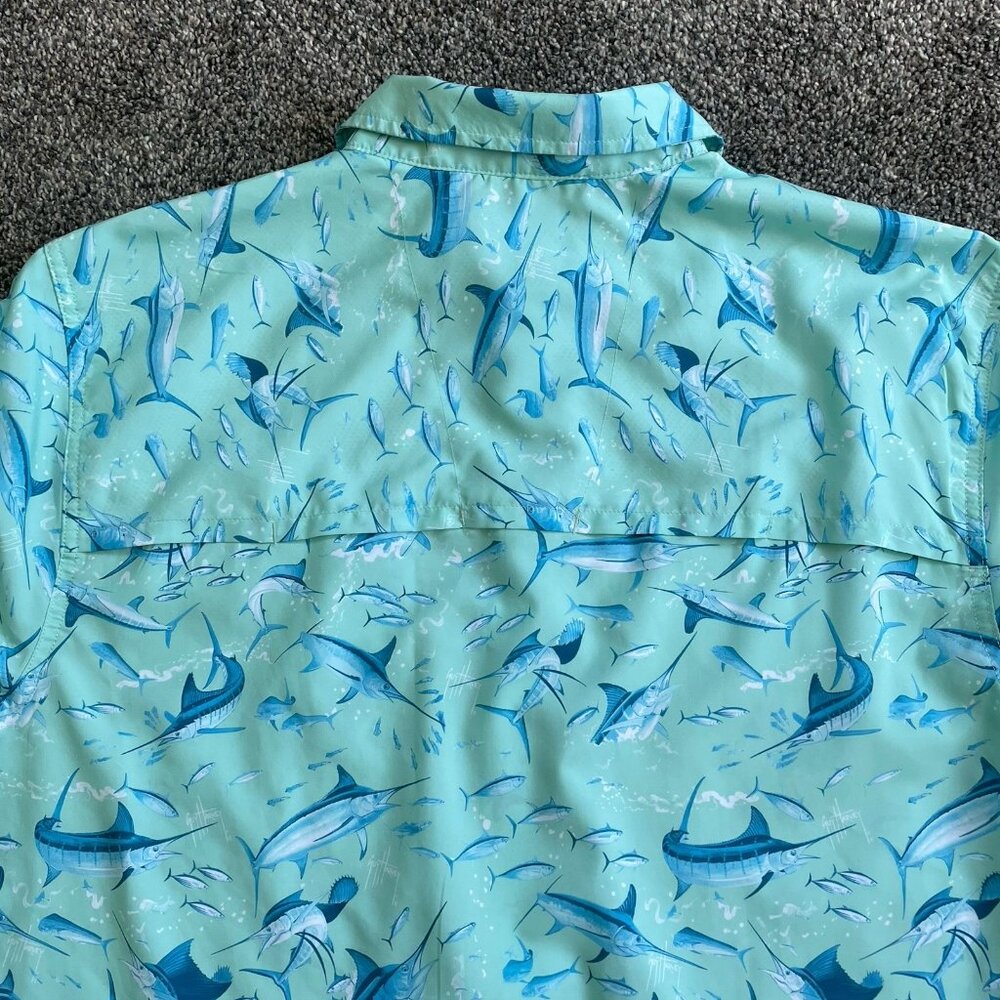 Men's Medium Guy Harvey Marlin Beach Glass Tonal Bills Long Sleeve Fish Shirt - Picture 12 of 12